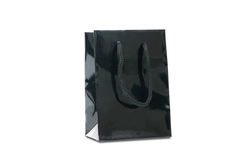 sacs-noirs-pellicules-brillant Sac papier noir pelliculé brillant – Image 1